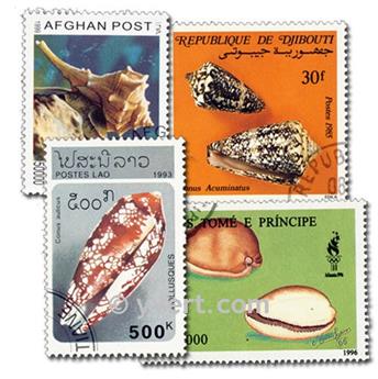 COQUILLAGES : pochette de 50 timbres (Oblitérés)