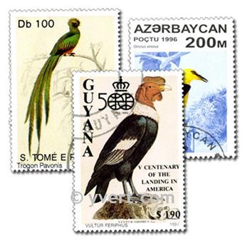 OISEAUX : pochette de 300 timbres (Oblitérés)