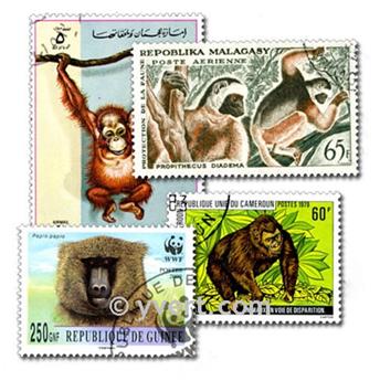 SINGES : pochette de 50 timbres (Oblitérés)