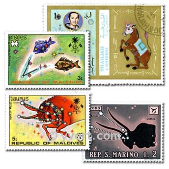 ASTROLOGIE : pochette de 25 timbres (Oblitérés)