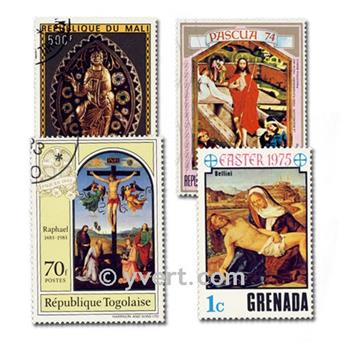PAQUES : pochette de 50 timbres (Oblitérés)