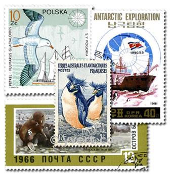 ANTARCTIQUE : pochette de 25 timbres (Oblitérés)