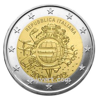 2 EURO COMMEMORATIVE 2012 : ITALIE (10e anniversaire de la mise en circulation des billets et des pièces en euros)