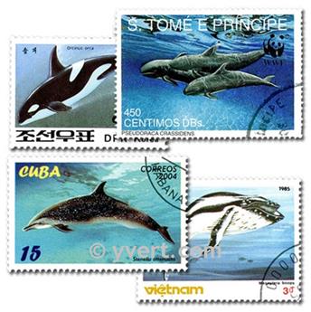 CETACES : pochette de 25 timbres (Oblitérés)
