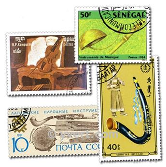 INSTRUMENTS DE MUSIQUE : pochette de 50 timbres (Oblitérés)