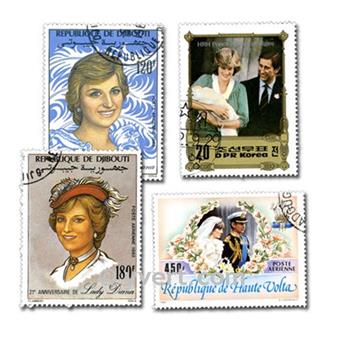LADY DIANA : pochette de 50 timbres (Oblitérés)