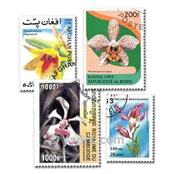 ORCHIDEES : pochette de 100 timbres (Oblitérés)