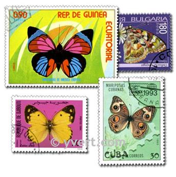 PAPILLONS : pochette de 300 timbres (Oblitérés)