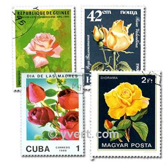 ROSES : pochette de 100 timbres (Oblitérés)