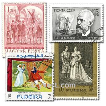 THEATRE ET OPERA : pochette de 50 timbres (Oblitérés)