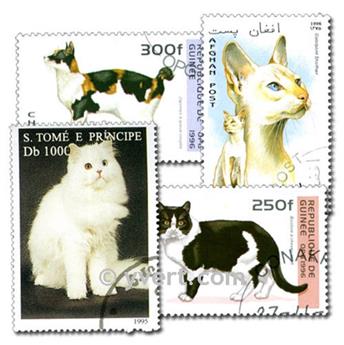 CHATS : pochette de 200 timbres (Oblitérés)